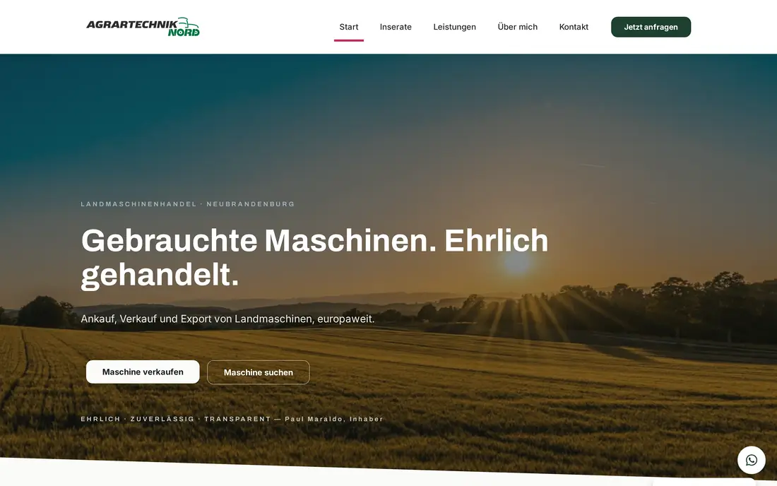 Website von Agrartechnik Nord (agrartechniknord.de), umgesetzt von Donner Digital