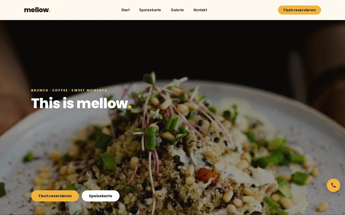 Startseite von mellowcafe.de, umgesetzt von Donner Digital